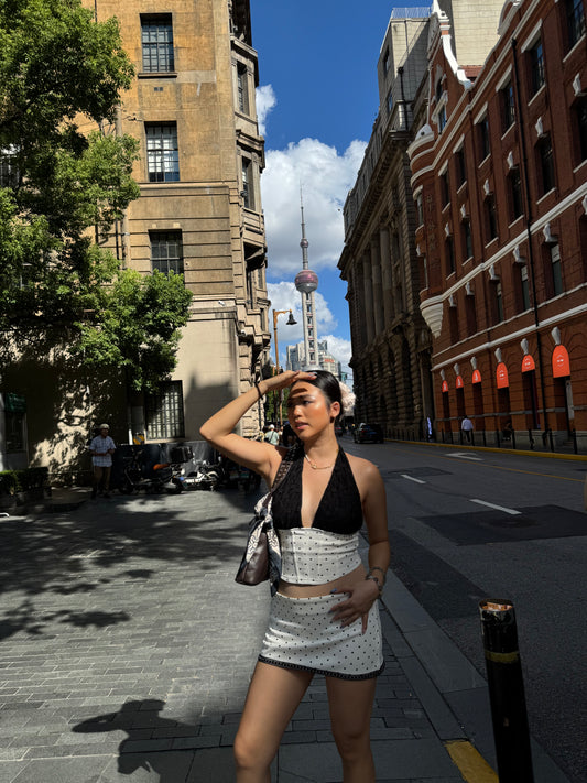 Dots halter corset set