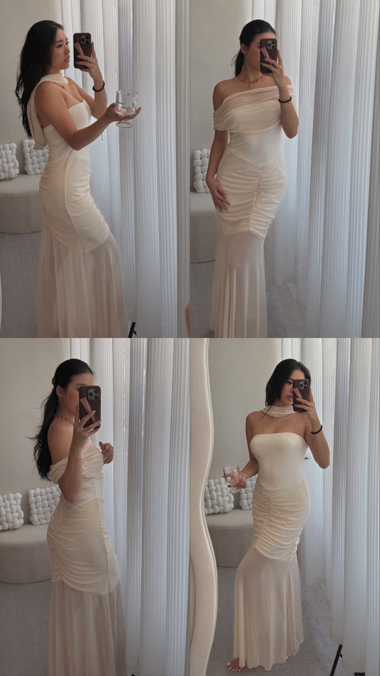 Tube dress with scarf