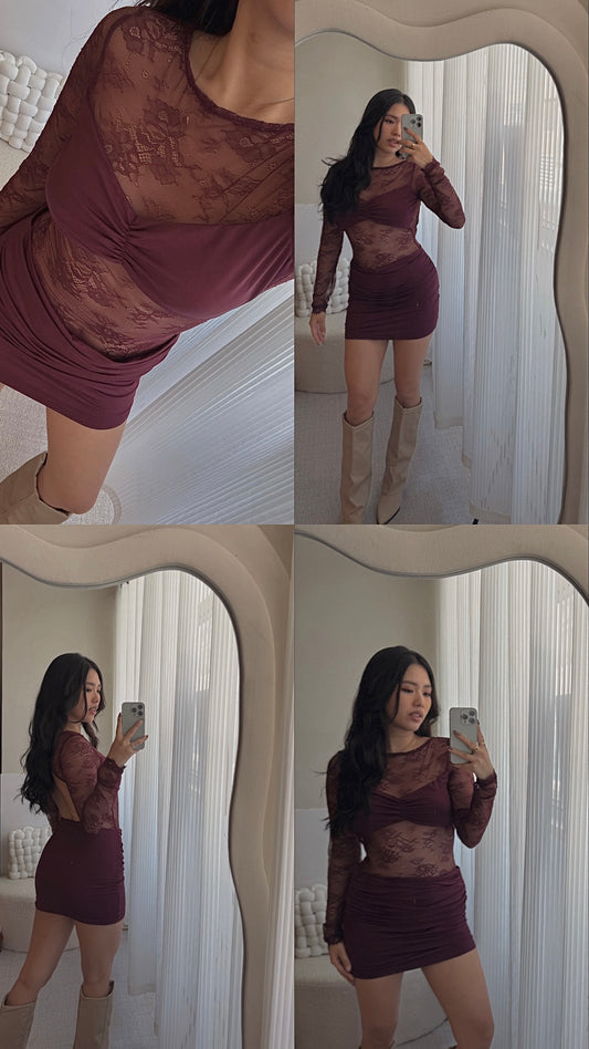 Burgundy lace dress