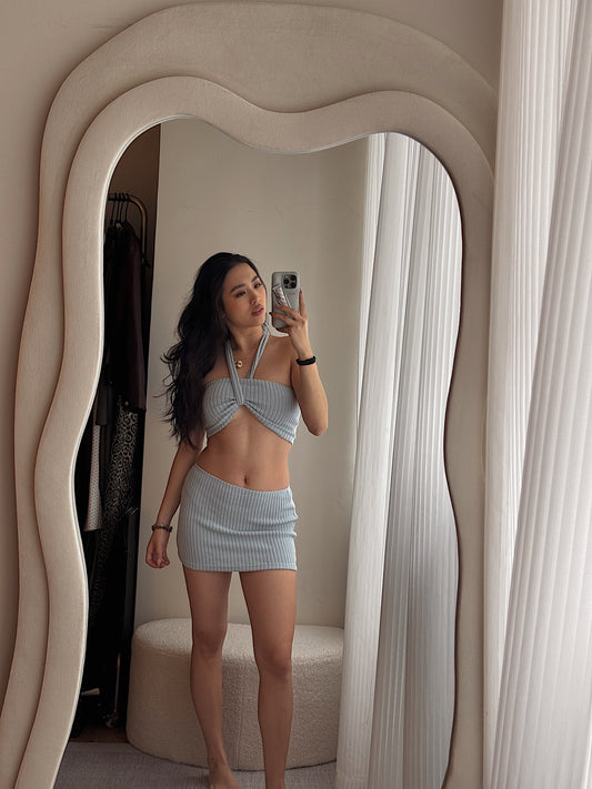 Halter cotton bikini set(three pieces)