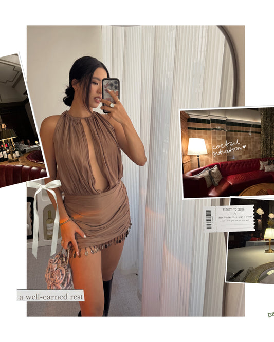 Espresso silk open back dress