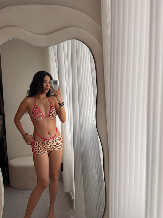 Leopard three pieces bikini