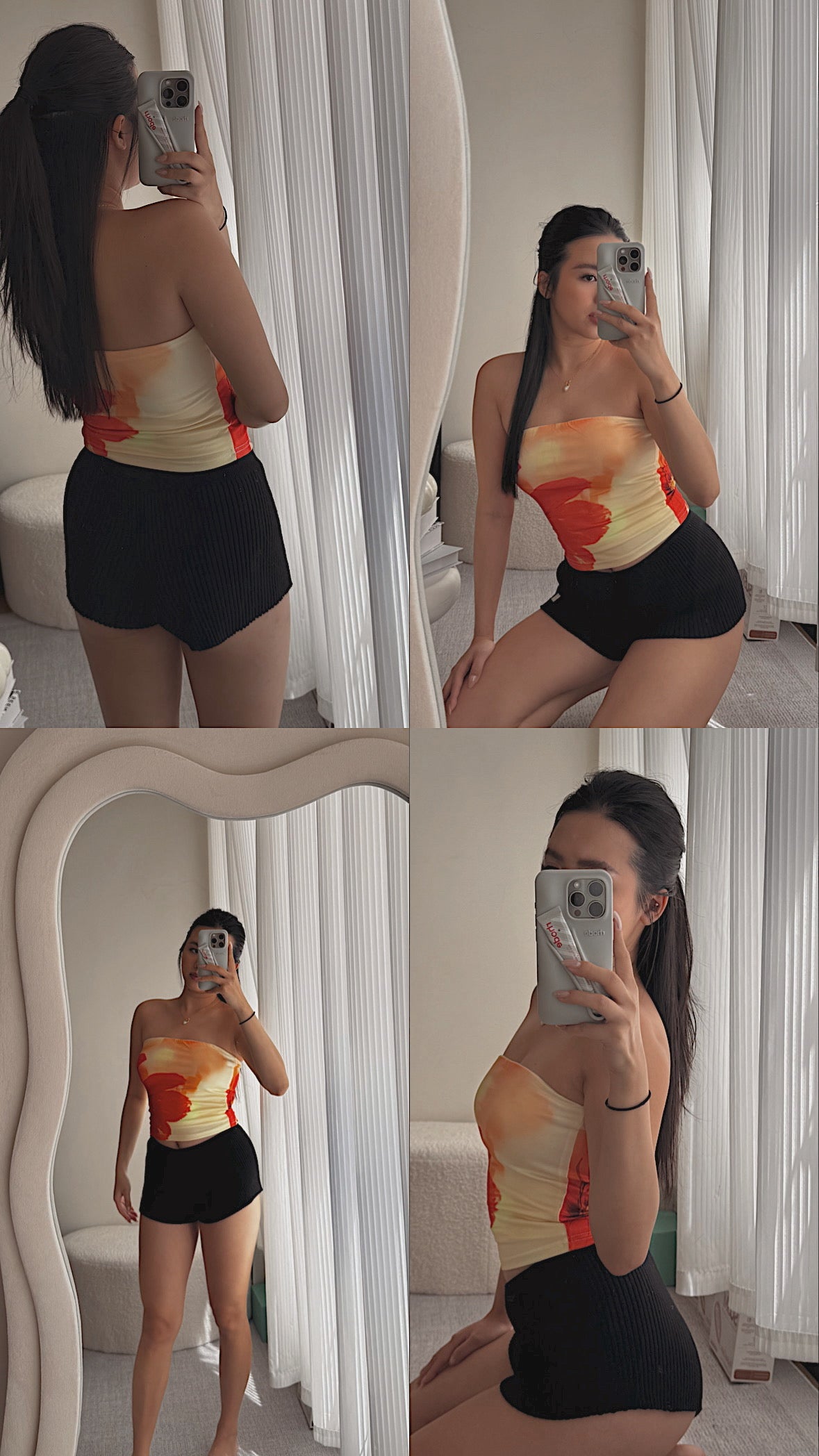Flower print tube top