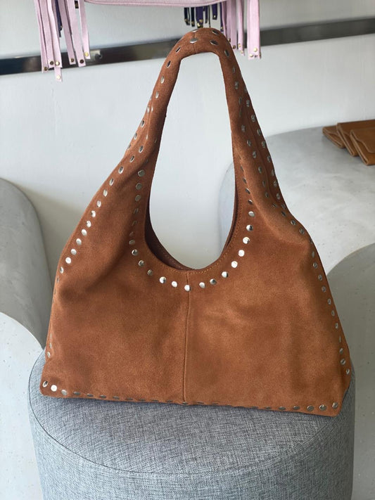 Rust brown suede bag