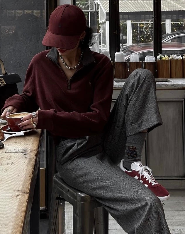 Burgundy polo long sleeve