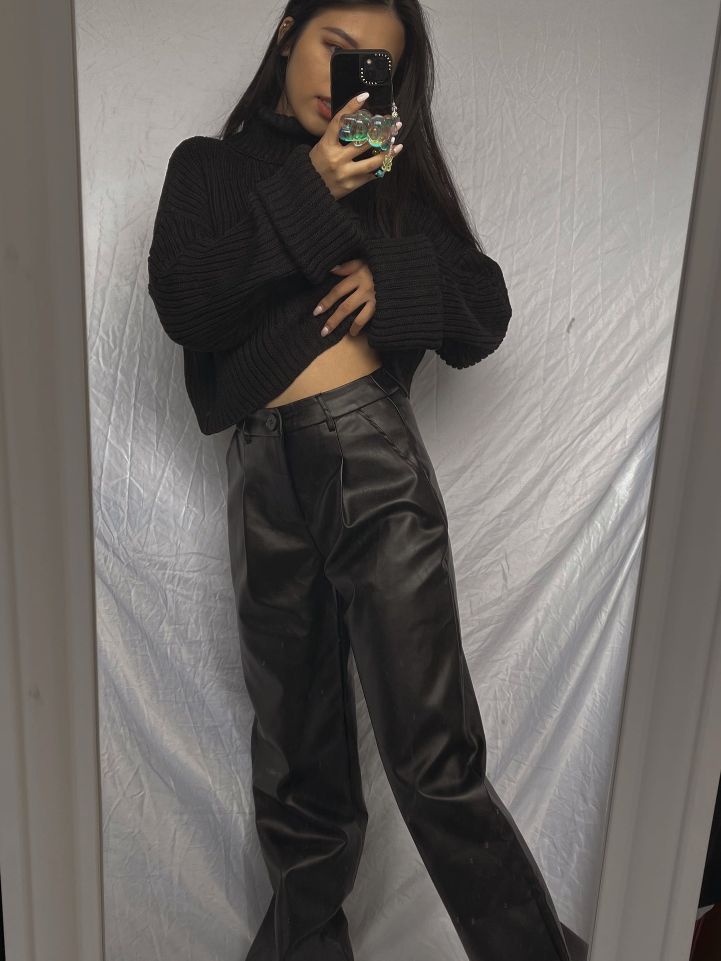 Black turtleneck sweater