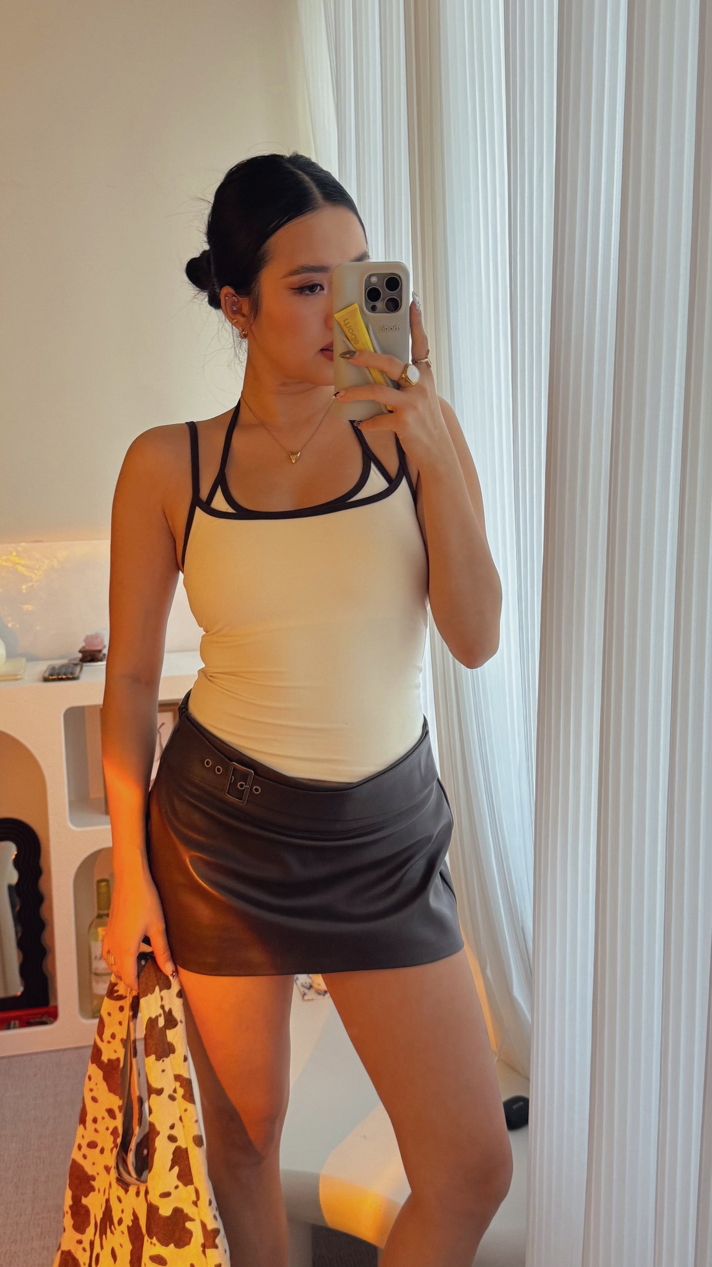 AU Sabrina Faux Leather Mini Skort