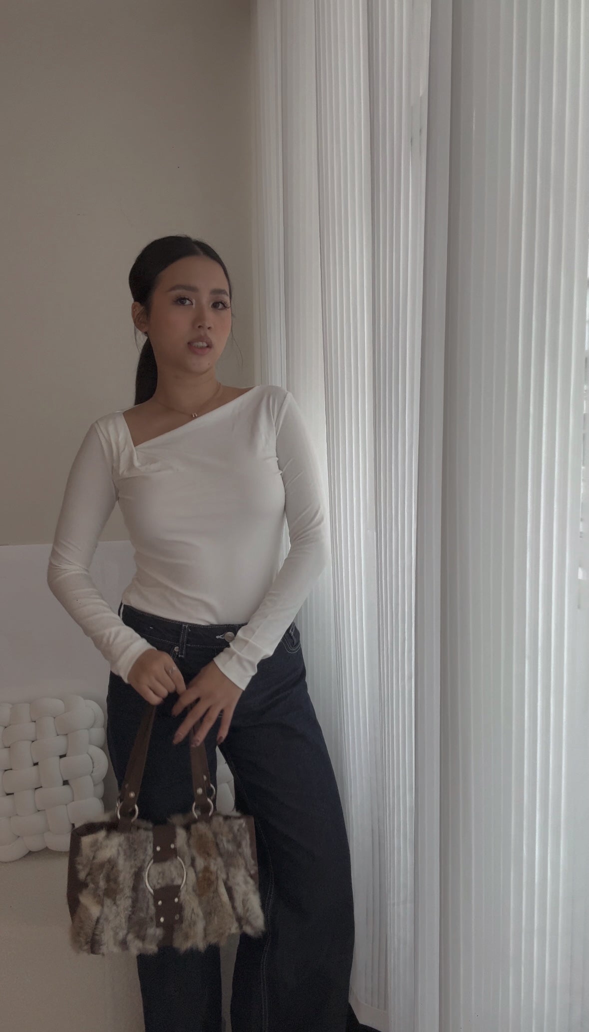 Asymmetrical long sleeve