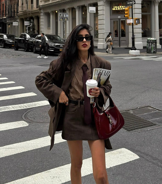 Brown Striped shirt with tie