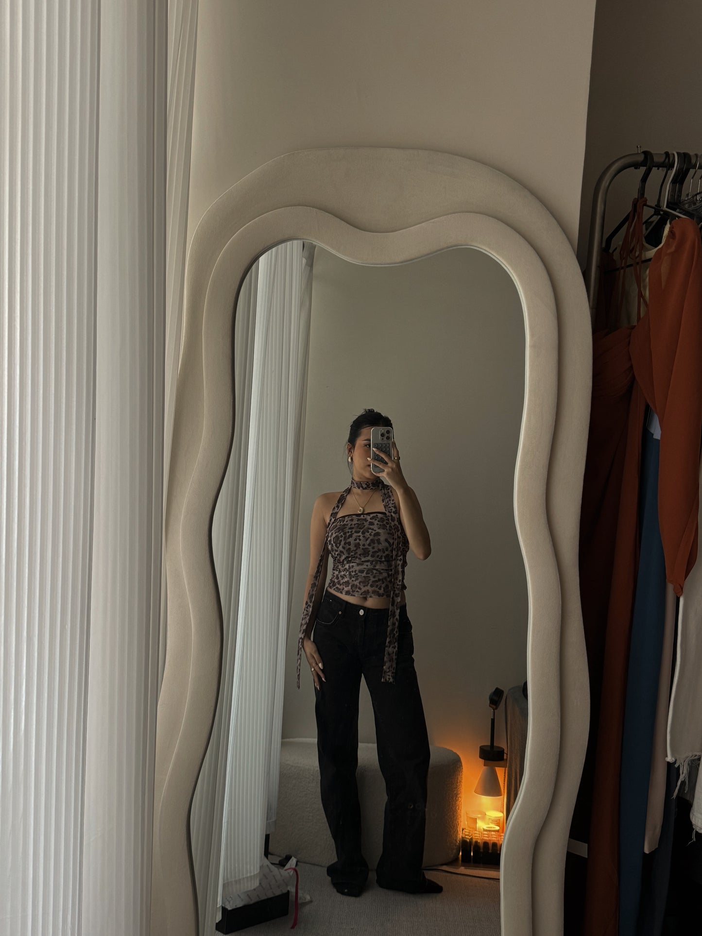 Leopard top with scarf