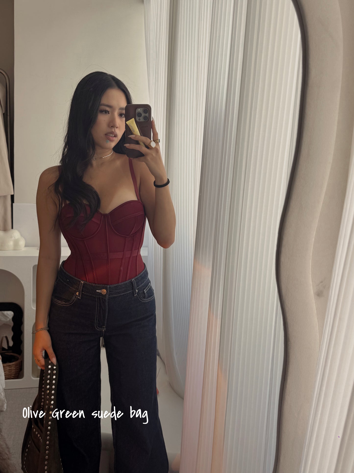 Burgundy corset top