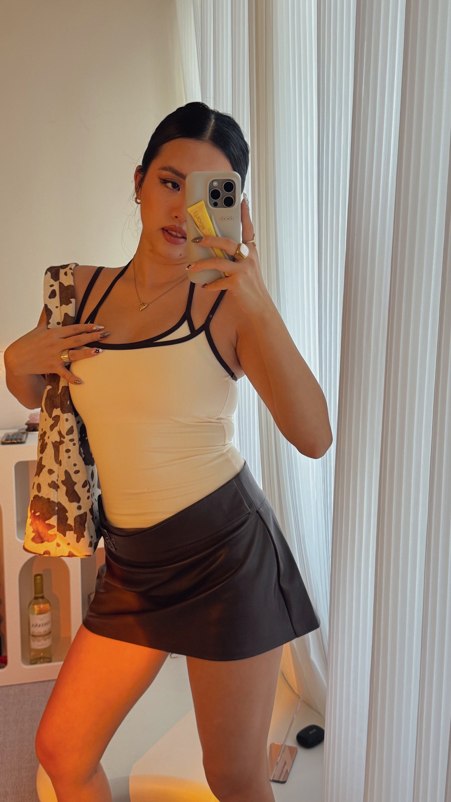 AU Sabrina Faux Leather Mini Skort