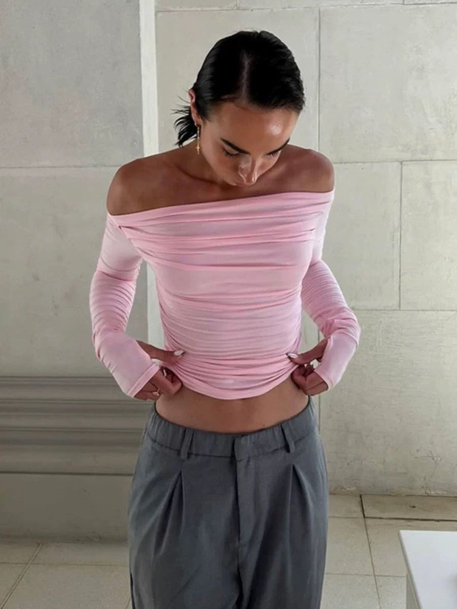 One shoulder long sleeve