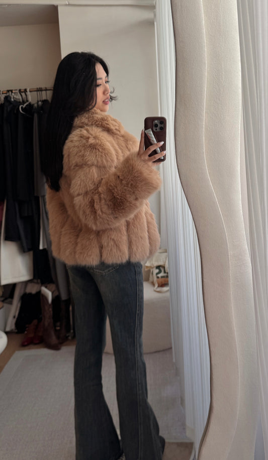 Faux far toffee jacket