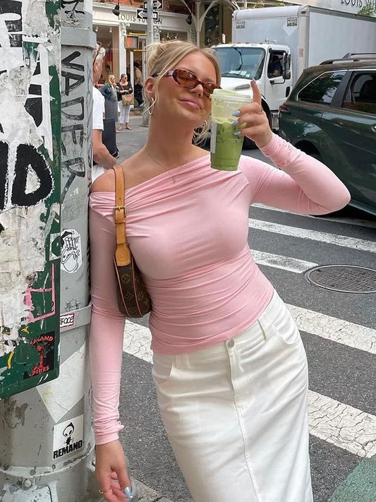 One shoulder long sleeve