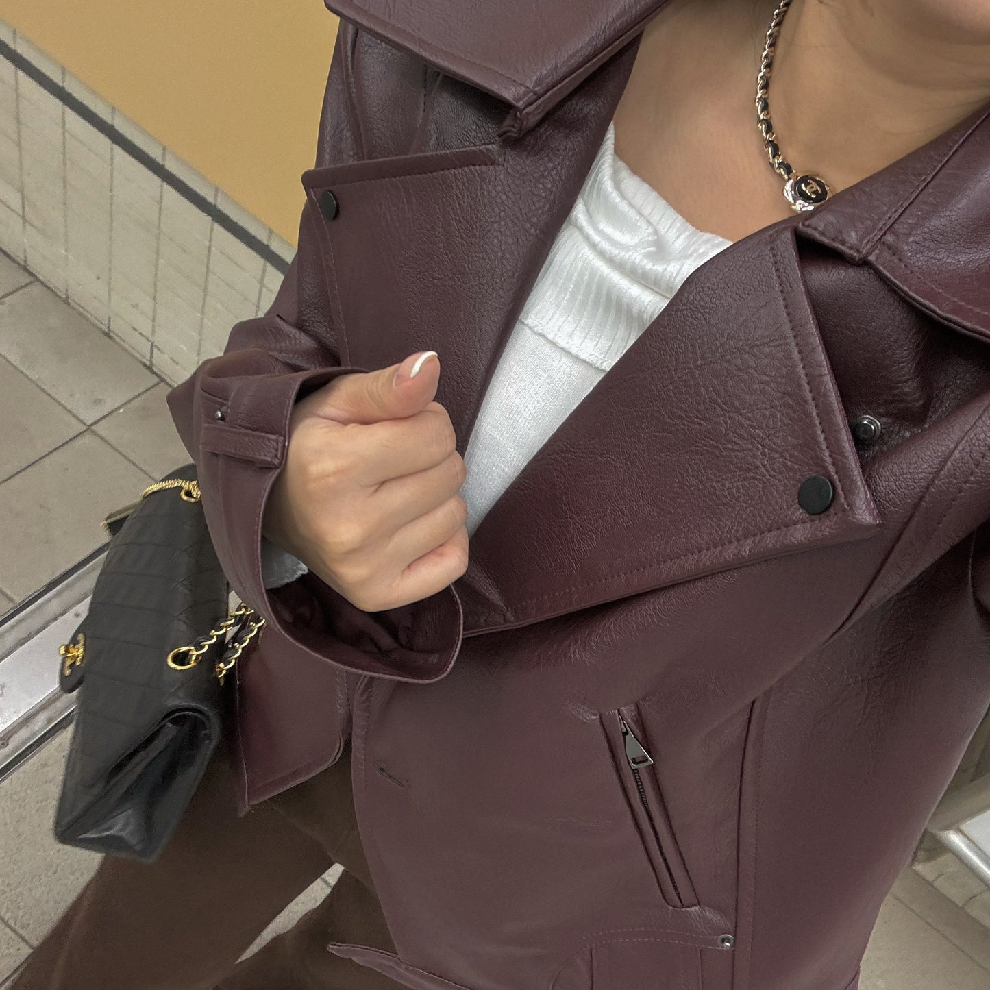 Burgundy leather jacket