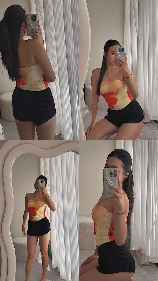 Flower print tube top