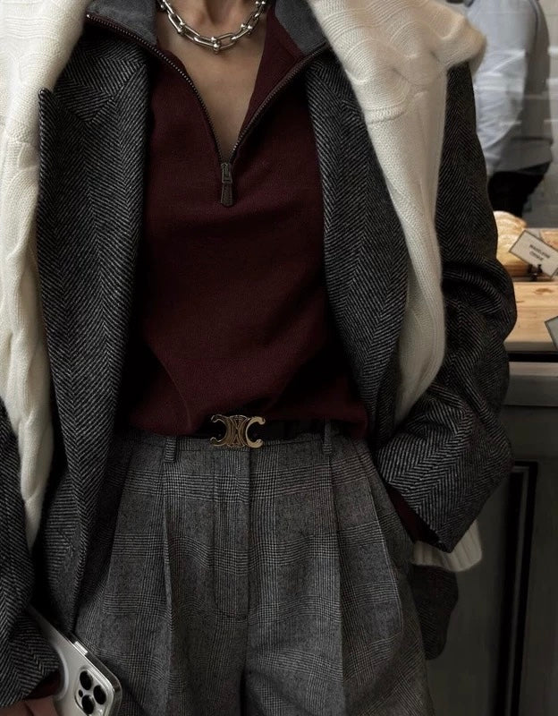 Burgundy polo long sleeve