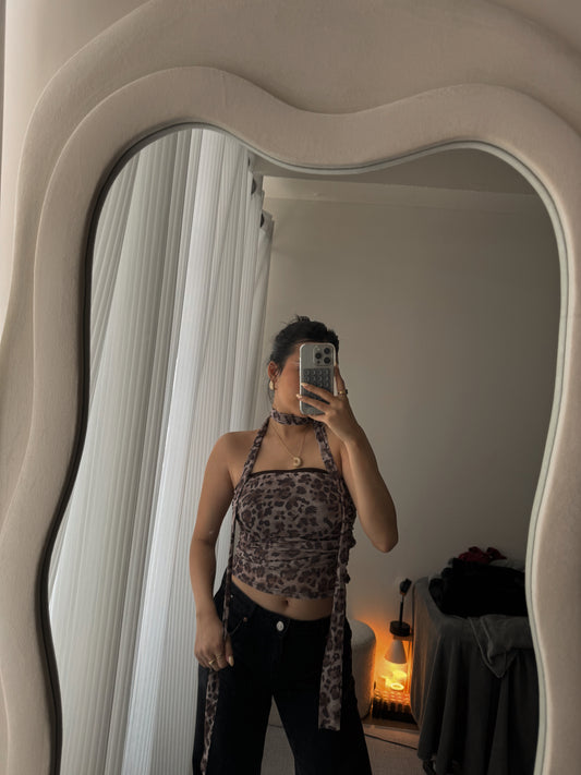 Leopard top with scarf