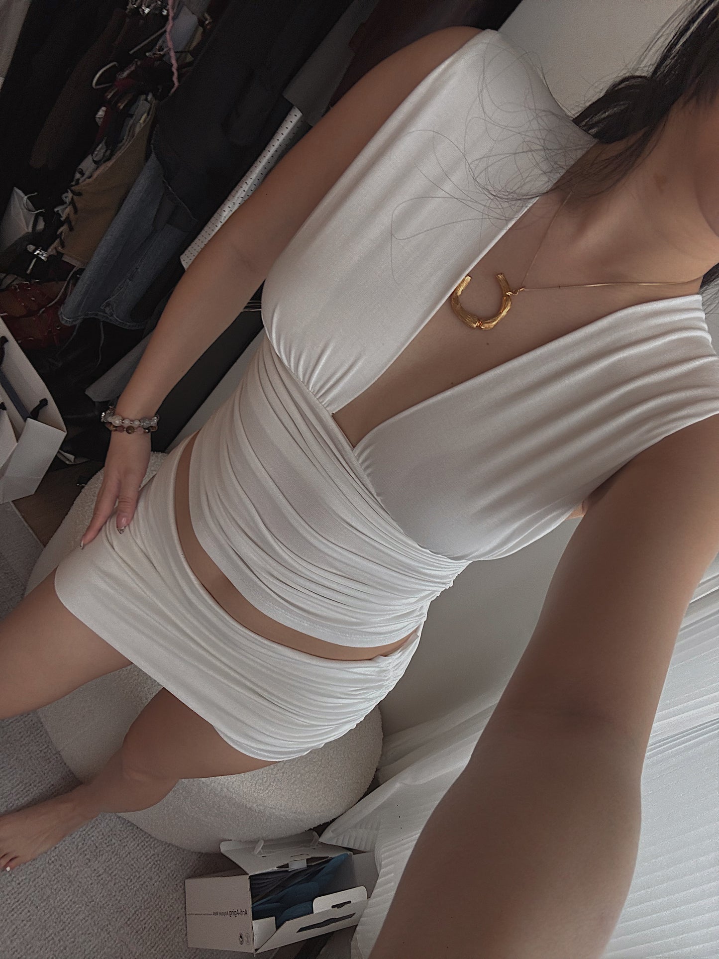 White v neck top