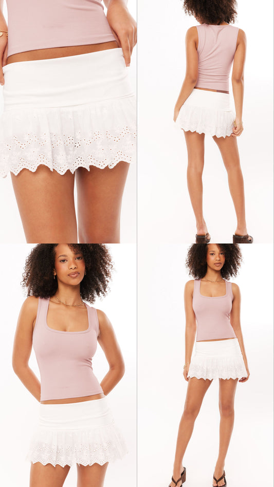 Abbey Broderie Mini Skort