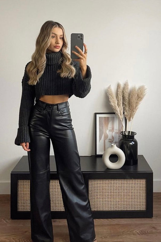 Leather long pants